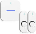 AIDA Lighted Wireless Doorbell for Home, Waterproof Battery Doorbell Wireless 1,000ft Range, 5 Volume Levels with 58 Chimes & LED Flash on Receiver (White, 2 Buttons & 1 Receiver)