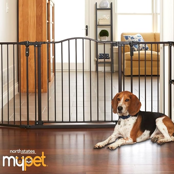 MyPet Extra-Wide Windsor Arch Pet Gate: 38.3"-72" Wide Dog Gate. Hardware Mount, Dog Gates for The House, Cat Gate for Doorway. 30" Tall, Matte Bronze