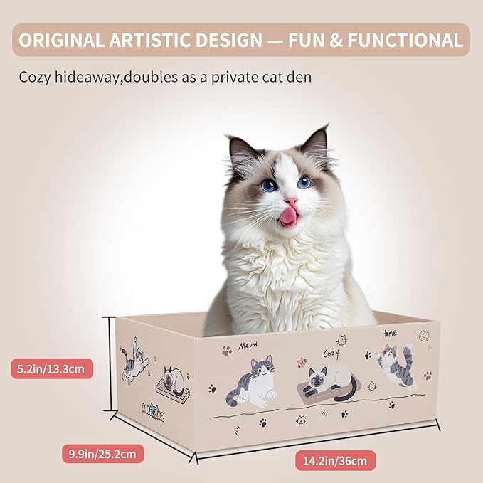 Large Cat Scratcher Pad with Box, Reversible Corrugated Cardboard Scratch Pad, Kitten Scratching Board with Catnip, Durable Recycle Scratching Pads, 5 Pack, M
