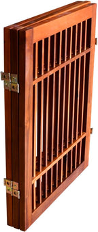Urnporium Pet Dog Gate Freestanding, Strong Durable Folding Wooden Fence, Portable Acacia Hardwood Safety Barrier for Indoor & Outdoor Use (Brown Pet Gate, 3 Panel 24" Tall)