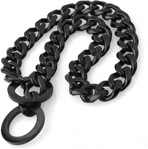 15mm Strong Silver Gold Stainless Steel Slip Dog Collar Metal Dogs Training Choke Chain Collars for Large Dogs Pitbull Bulldog Black 14inch