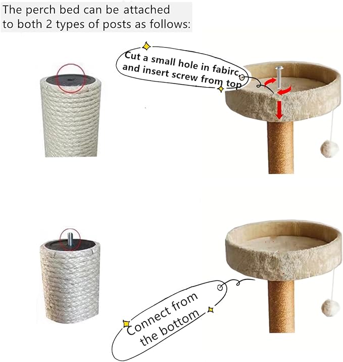 SHENGOCASE 13.5" Cat Tree Tower Accessories Replacement Parts Top Perch Bed Platform, Cat Tower Add ons (Grey, M10)