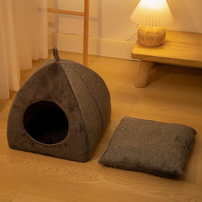 Cat House - Cat Bed for Indoor Cats Cute Triangle Cat's Nest Soft and Comfortable Cat's Nest with Antiskid Bottom for Cats Small Dogs Indoor and Outdoor