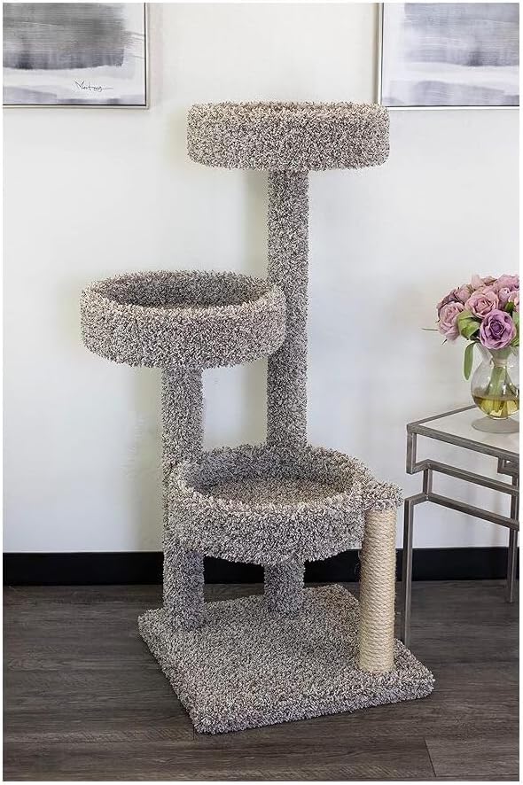Maykoosh Artisanal Abode Modern Marvel Multi Level Tree, Floor Mountable, Carpet Material for All Cat Breeds, Climbing Pets - 26" L x 24" W x 46" H Speckeled