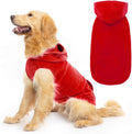 EXPAWLORER Dog Hoodie Fleece Sweater Vest, Hooded Dog Sweatshirt Fall Winter Pet Clothes with Leash Hole, Sleeveless Warm Cozy Puppy Clothing for Cat Small Medium Large Dogs Girl Boy, Red L