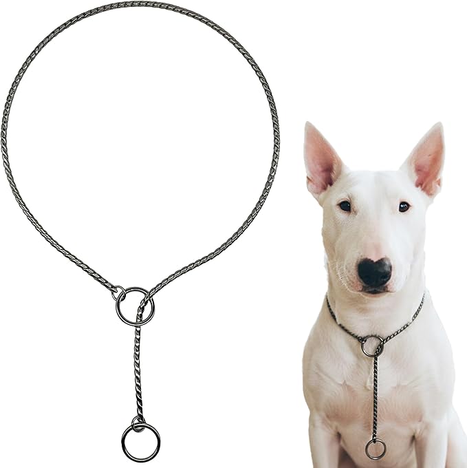 Dog P Snake Chain Chrome Plated Metal Dog Training Choke/Collar-Fully Guaranteed Against Rust Tarnish or Breakage-Recommended for Professional Training (Black, 5mm * 18")