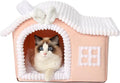 Jiupety Rabbit Cat Houses for Indoor Cats, Chimney Cute Cat Bed Cave, Enough Interior Space, Cartoon Soft Pet House Up to 3-10 lbs Kitten, Pink