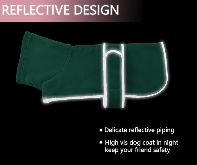 Geyecete Dachshund Sweater - Padded Fleece Lining Dog Jacket, Dachshund Coat - Green, XS