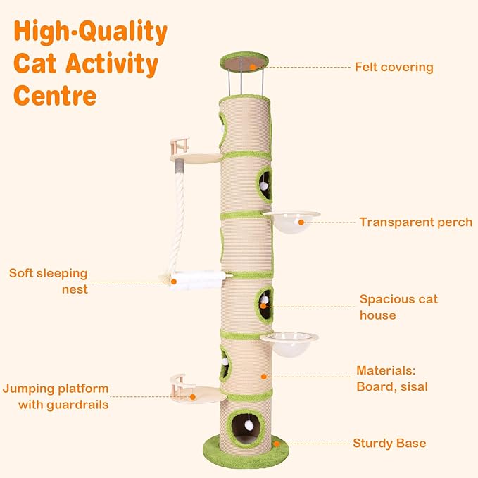 Generic Forest Large Cat Tree with Scratching Post Tall Cat Tree Tower Super Large Cat Tree Tower for Indoor Cats Adults
