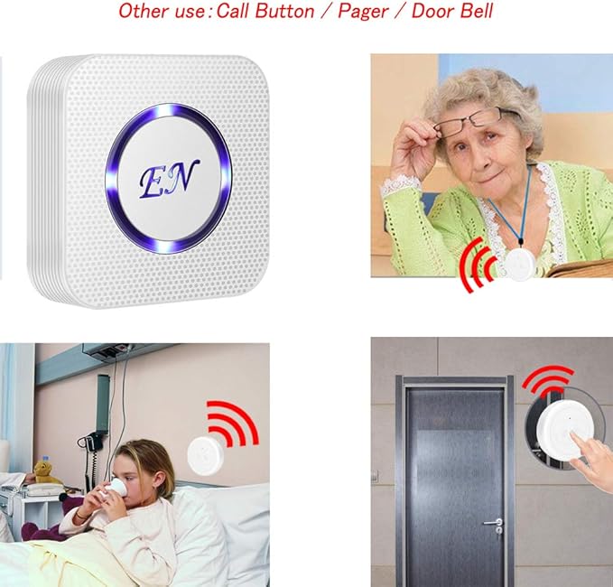 EverNary Dog Door Bell, Wireless Dog Doorbells for Potty Training,Doggie Door Bell with Waterproof Touch Button, Dog Bells to Go Outside Included 1 Receiver and 1 Transmitter, White