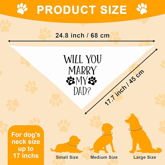 Will You Marry My Dad Pet Dog Bandana, Engagement Announcement Dog Wedding Scarf Accessories for Small Medium Large Dogs