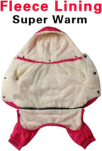 Fleece Lined Dog Coat with Detachable Hood and Detachable Hind Legs,Warm Puppy Jacket in Winter(Pink S)
