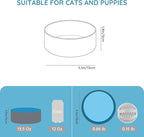 SPUNKYJUNKY 13.5OZ Ceramic Dog and Cat Bowl, Modern Cute Weighted Food Water Bowl for Replacement Blue-Grey (1 Pack)