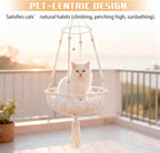 Cat Hammock Cat Window Perch, Bohemian-Style Hanging Basket Swing, Soft Pet Bed Cushion, Comfortable Window Kitty Bed, Perfect for Cats to Sunbathe, Take Naps, and Gaze Into the Distance 30*90CM