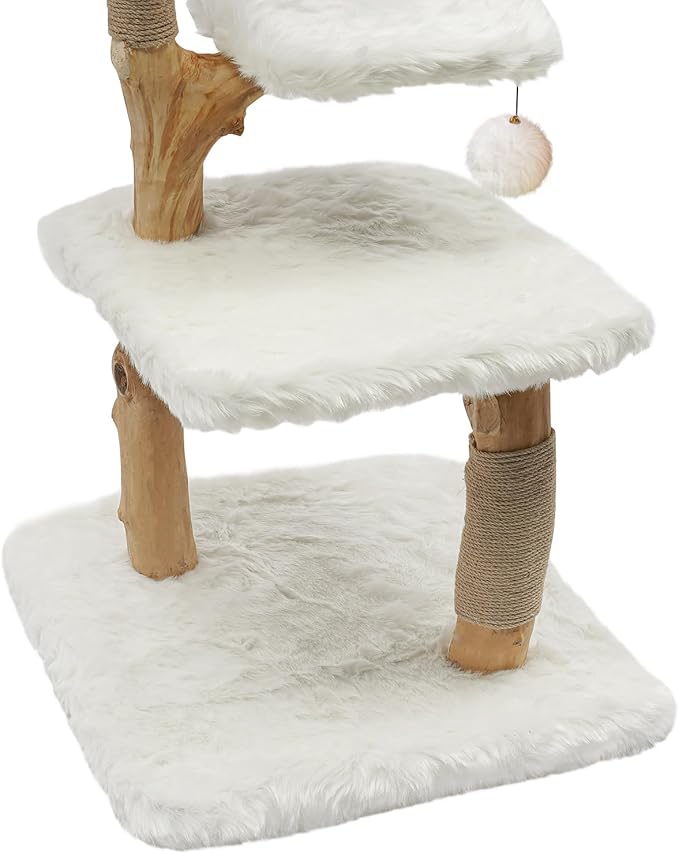 Cat Tree, L22.8*W22.8*H44.1in Cat Climbing Tower for Indoor Cats, Multi-Layer Cat Condo with 4 Jumping Platforms & Scratching Posts, Holds 15kg/33lbs