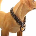 Black Dog Chain Collar 11mm/15mm/19mm Cuban Link Chain Dog Collar Chew Proof Dog Chain Collar Walking Training for Small Medium Large Dogs 12-26inch(19mm,14inch)