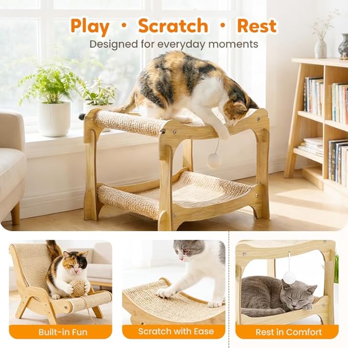 2026 New Cat Recliner Scraper Board, Large 2 in 1 Cat Recliner Scratch Board, Durable Cat Scratching Pad Cat Scratcher Bed Cardboard Cat Scratchers for Indoor Cats (B)
