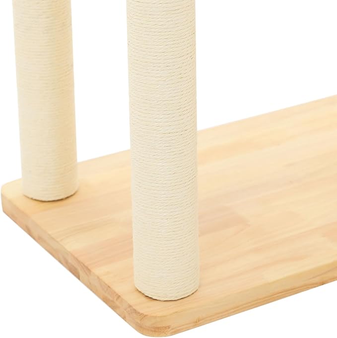 Solid Wood Cat Climbing Shelf, Cat Tree All-in-One Cat Shelf, Rattan Cats Nest Scratching Post for Small Households, Double Sided Mat, 33 Lbs Load Bearing, Sisal Wrapped Post