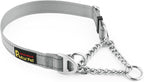 Plutus Pet Martingale Dog Collar with Stainless Steel Chain and Reflective Nylon, Adjustable No Pull Training Collar, for Small Medium, and Large Dogs, Gray, L