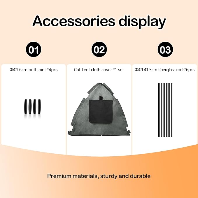 Portable Pet Tent with Full-Enclosure Zippered Mesh Door, Indoor & Outdoor Cat House for Safety & Ventilation, Cozy Nest for Cats, Puppies & Small Animals (Grey)