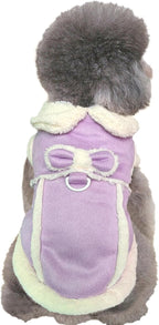 Jecikelon Bowtie Dog Cold Weather Coat Fleece Lining Warm Pet Puppy Turtleneck Dogs Winter Clothes for Small Dogs with D-Ring (Purple, X-Small)