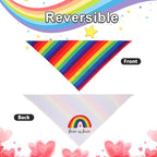 Pride Dog Bandana Large 1PCS, Rainbow Scarf for Boy and Girl, Colorful Durable Triangle Reversible Bibs for Puppy Pet