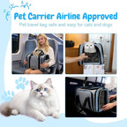 Double Expandable Cat Carrier,Airline Approved Soft-Sided Pet Travel Carrier for Small Dogs Cats under 15 lbs,Waterproof 600D Oxford Fabric with Washable Replacement Liner,Odor-Free & Claw-Proof(Blue)