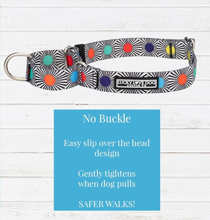 Lucky Love Dog, Adjustable Fun Style Martingale Collar for Dogs, Comfy & Bright Color, Premium No Slip Dog Collar - (Large, SOCO Mart)
