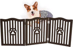Pet Gate, Wooden Free Standing Dog Gate for Small Dogs and Cats. Great Folding Fence for Doorways, Halls, Stairs. Espresso