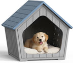 Dog House Outdoor for Puppy, Durable Small Dog House Indoor, Waterproof and Scratch Resistant Animal Shelter with Air Vents and Elevated Floor, Easy Assembly (Deep Blue)
