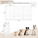 Full Metal Freestanding Dog Gate with Door, 32''Height Foldable Pet Dog Fence for Indoor & Outdoor, 3 Panels Extra Wide Free Standing TallDog Gates for Doorways,House,Stairs,Porch,Deck,Yard