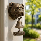 Christmas German Shepherd Welcome Bell – Retro Dog & Witch-Themed Doorbell – Decorative Cast Iron Hanging Bell with Brass Chime – Rustic Farmhouse Wall Décor (Witch)