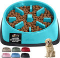 GORILLA GRIP Patented BPA Free Slow Feeder Dog Bowls, 4 Cup Interactive Puzzle Toy for Dogs and Cats Food Training Enrichment, Keeps Pets Busy and Prevents Puppy Overeating, Large Breeds, Turquoise