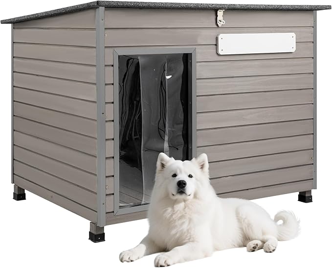 Dog House Outdoor & Indoor Anti-Chewing Iron Frame Dog Kennel Easy Clean and Assemble Openable Roof for Small to Medium Dog Breeds (41" L X 26.4" W X 33.5" H)