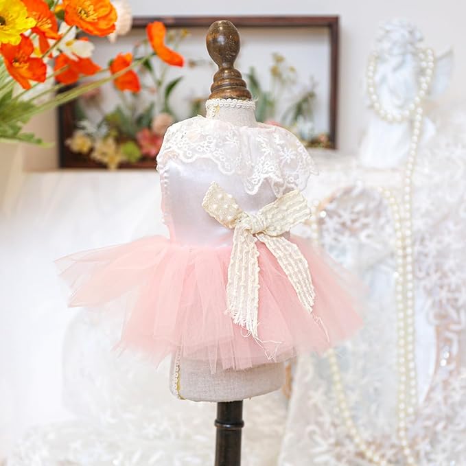 Furbabycare® Elegant Sweet Fashion Puppy Dog Blingbling Princess Skirt Pet Dog Lace Cake Camisole Tutu Dress I-Pink-1 X-Small