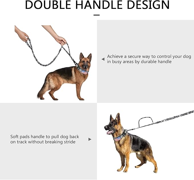 DAGANXI Tactical Dog Collar, Adjustable Military Training Nylon Dog Collar with Control Handle and Heavy Metal Buckle for Medium and Large Dogs, with Patches and Airtags Case (XXL, Camo-Set)