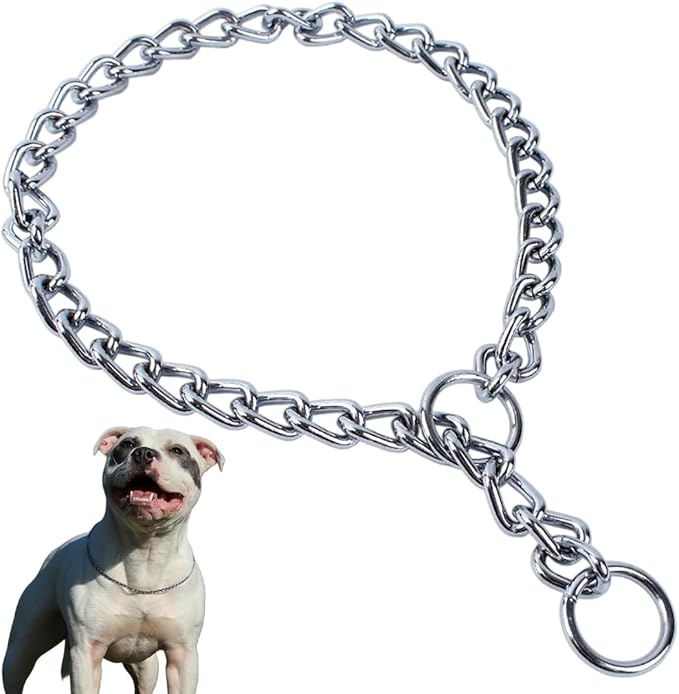 1-Pack Slip Link Training Dog Collar, Metal Dog Chain Collars, Heavy Duty Puppy Collars for Small Breed Dogs, Silver S