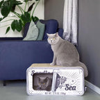 Sardine Cardboard Cat Scratcher, 60 x 30 x 30 cm, White