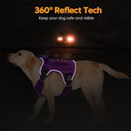 Heavy-Duty Tactical Dog Harness for Large Dogs, No Pull Adjustable Reflective Pet Vest with Molle System, K9 Military-Grade Control for Service Training, Outdoor & 10+ Breeds, Purple, XX-Large