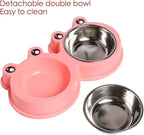 Skrtuan Stainless Steel Pet Bowls, Double Food & Water Bowls for Dogs, Cats & Rabbit, Non-Slip Pet Feeder with Cute Modeling, BPA Free, Dishwasher Safe