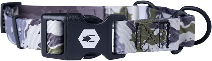 Wolfgang Heavy Duty Martingale Dog Collar with Quick Release Nylon Buckle for Walking & Training, Hideout Print, Large