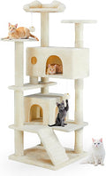 Cat Tree 54 Inch, Multi-Level Cat Tower with Condo, Perches, Sisal Scratching Posts and Climbing Ladder, Pet Play Toy Balls House for Indoor Cats