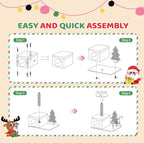 VINGLI 29.5IN Christmas Themed Plush Cat Tree, Multi Level Cat Tower with Condo, Crown Top Perch, Xmas Tree Sisal Scratching Ramp & Post, Spring Hanging Balls Indoor Kitten Cat Activity Center