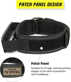 Tactical Dog Collar with Handle - Military Adjustable Dog Training Collar Soft Nylon and Heavy Duty Metal Buckle for Medium Large Dogs - with Patch (Green with Patch, Large)