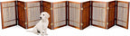 Urnporium Pet Dog Gate Freestanding, Strong Durable Folding Wooden Fence, Portable Acacia Hardwood Safety Barrier for Indoor & Outdoor Use (Brown Pet Gate, 10 Panel 24" Tall)