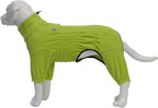 Lovelonglong Warm Dog Coat, Windproof Dog Jacket for Small Medium Large Dogs, 4 Legged Fleece Dog Winter Coat Zippered Closure Dog Outdoor Jacket Green M