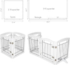 PAWLAND Freestanding Dog gate with Walk Through Door, Dog Gates for Doorways, The House, Stairs, 80" Wide Pet Puppy Safety Fence with Support Feet, 4 Panels, White