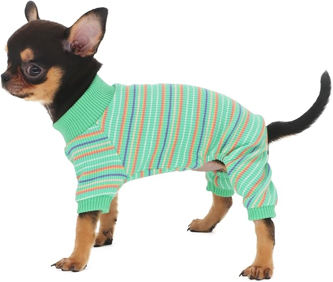 LOPHIPETS Dog Pajama Onesie for Small Teacup Chihuahua Yorkie Puppy Cat Clothes Apparel-Green/XS