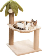 Simcat Kitten Tree with Plush Perch, Soft Hammock,and Paper Rope Scratching Posts, Stable Cat Stand，Durable Scratch Posts for Indoor Small Cats, 12.2 x 12.2 x 21.65 Inches, Beige