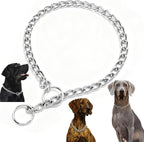 Heavy Duty Metal Chain Martingale Collar:,Adjustable Choke Slip Collar for Training Large & Extra Large Dog Breeds